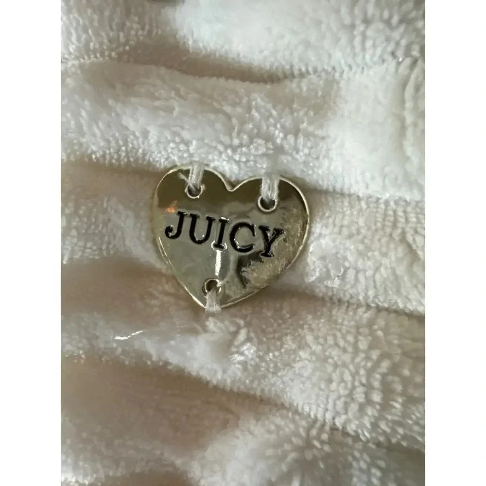 Juicy Couture Kids White Ribbed Faux Fur Peplum Coat Heart Logo 2T RN130323 - Picture 2 of 7